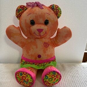 Orange Doodle Bear Plush Stuffed Animal  Pink & Green Skirt